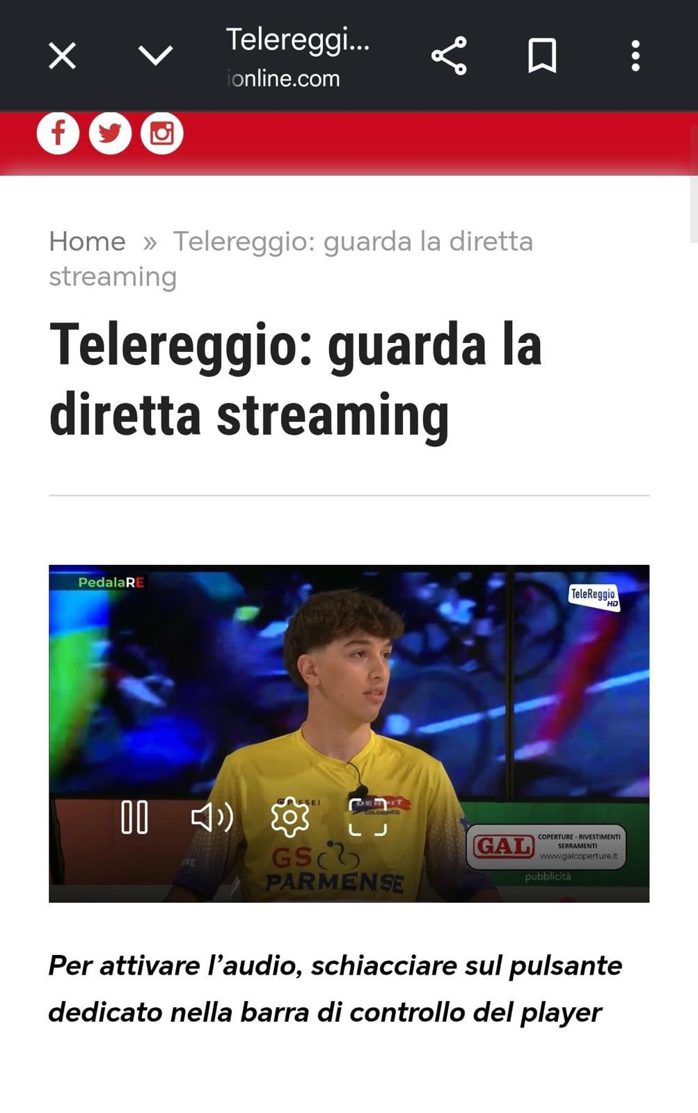 La diretta streaming di Telereggio con Cristian ospite in studio